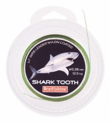 Поводковый материал в нейлоновом покрытии BratFishing Shark Tooth 1x7 (зеленый 10м)
