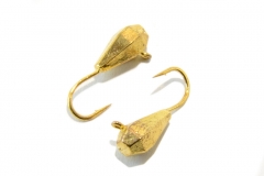 Блешня вольфрамова Крапля довга, гранована з петелькою 4мм (золото)