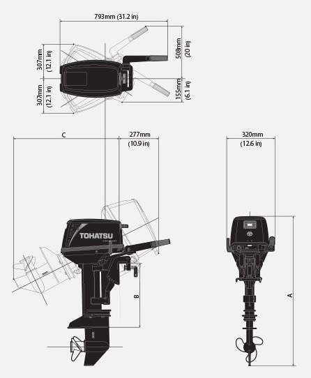 Човновий мотор Tohatsu M9.8B L