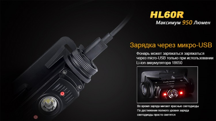 Налобний ліхтар Fenix HL60R Cree XM-L 2 U2 Neutral White Led (чорний, пісочний)