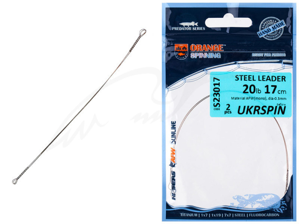 Повідець UKRSPIN Orange Spinning сталь AFW пайка 20см 9кг (20lb) /0.3мм