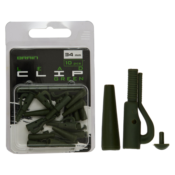 Безопасная клипса Brain Lead Clip With Stopper 34mm Green (10 шт/уп) SGXA-90472