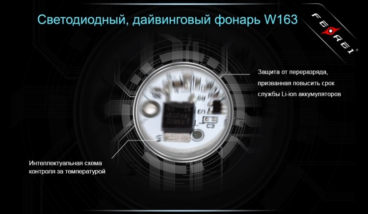 Ліхтар для дайвінгу Ferei W163 CREE XM-L2 (холодне світло діода)