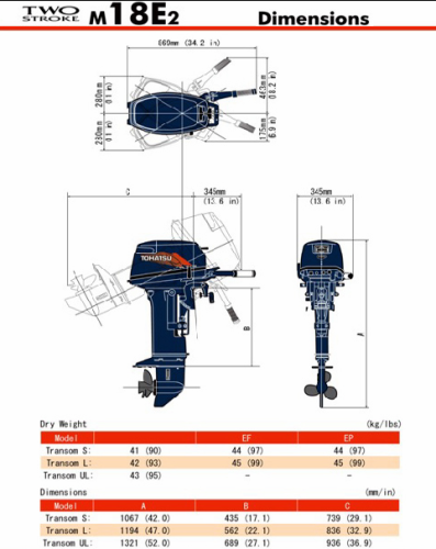 Човновий мотор Tohatsu M18E2 EPS