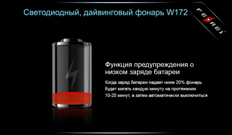 Ліхтар для дайвінгу Ferei W172 CREE XM-L2 (холодне світло діода)