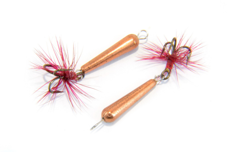 Мормышка вольфрамовая Дьявол с тройником и мушкой 3мм (медь)
