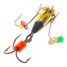 Блешня Winter Baits Відьма з двома гачками і трійником золото д.4,0