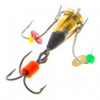 Блешня Winter Baits Відьма з двома гачками і трійником золото д.4,0