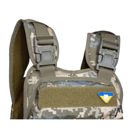 Плитоноска з швидкоскидом та кишенями кордура Kirasa піксель (Арт.KI1051)