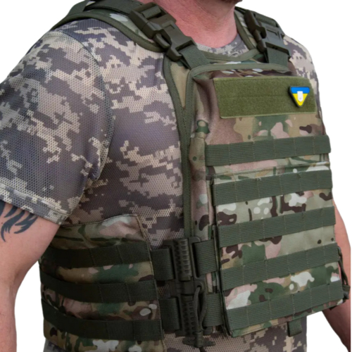 Плитоноска з швидкоскидом та кишенями кордура Kirasa мультикам (Арт.KI1050)