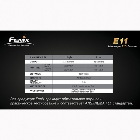 Фонарь Fenix E11 черный в подарочной упаковке