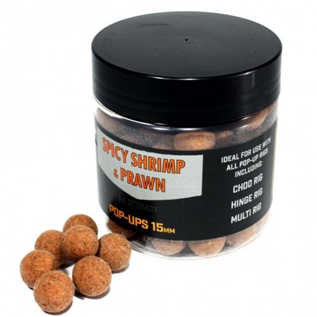 Бойлы Dynamite Baits Spicy Shrimp & Prawn Foodbait Pop-Ups 15мм/86г