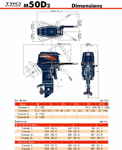 Човновий мотор Tohatsu M50D2 S