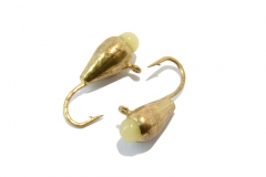 Мормышка вольфрамовая Капля с фосфором 4мм (золото)