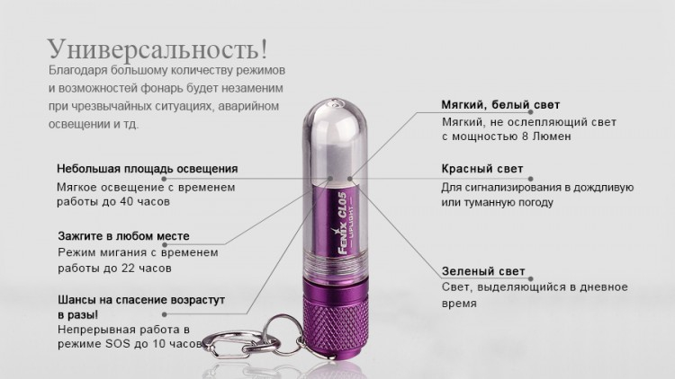 Фонарь Fenix CL05 Liplight(синий,фиолетовый)