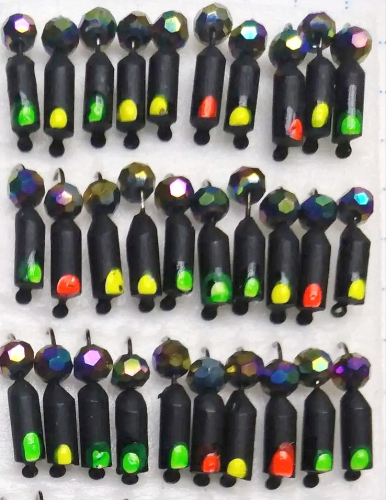 Вольфрамовая мормышка "гвоздик" с граненой бусиной хамелеон 2.5мм/0.54г