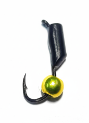 Мормышка вольфрамовая Гвоздешарик 2мм 0.35г, цвет: черный / шар желтый Gamakatsu F11