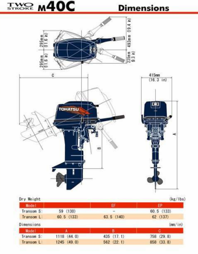 Човновий мотор Tohatsu M40C EPL
