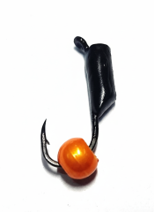 Мормышка вольфрамовая Гвоздешарик 2мм 0.35г, цвет: черный / шар оранжевый Gamakatsu F11