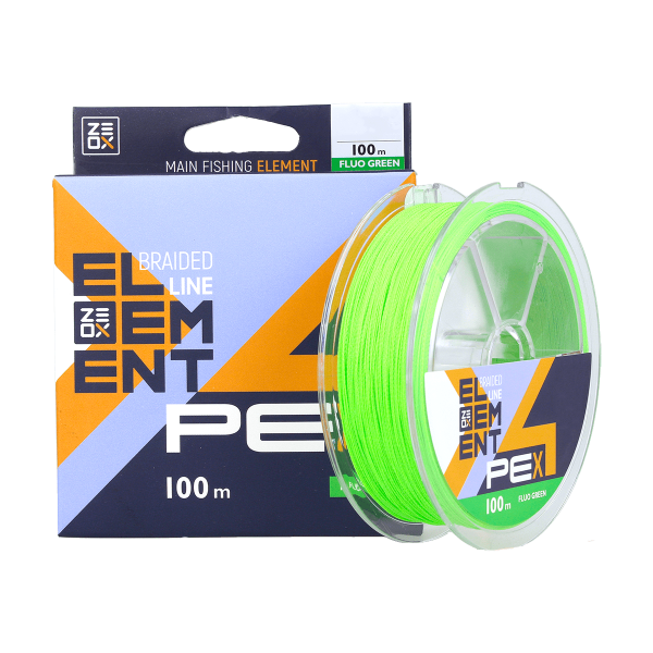 Шнур ZEOX Element PE X4 Fluo Green 100м #0.6