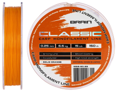 Леска Brain Classic Carp Line (solid orange) 150m 0.25mm 15lb 6.6kg