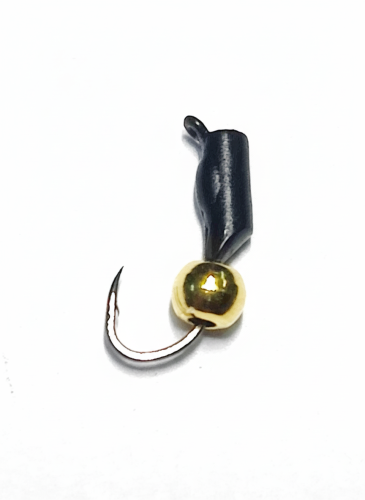 Мормышка вольфрамовая Гвоздешарик 2мм 0.35г, цвет: черный / шар золотой Gamakatsu F11